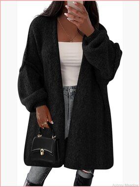 Oversized Long Cardigan Sweater Jacket Coat Cozy Knit Open Front